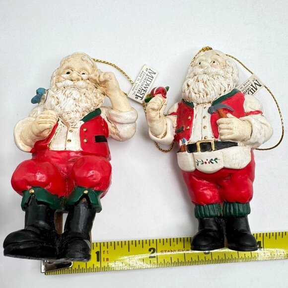 Set Of 2 Midwest Importers Santa Claus Resin Hanging Ornaments 4.5" Tall Vtg - Picture 2 of 12